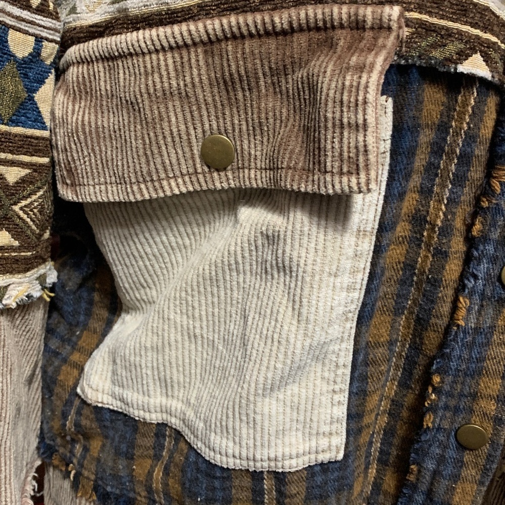 Patchwork Corduroy Jacket - Multicolor - image 3